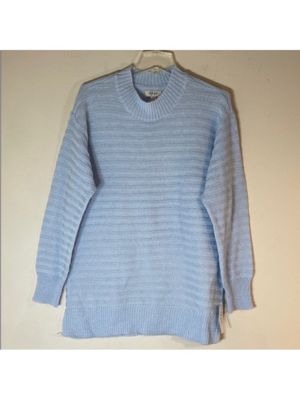 Style & Co. Boho Soft Sky Blue Crew Neck Tunic Sweater. Medium. NWT.